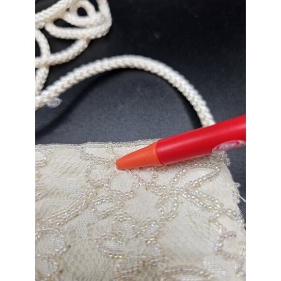 Vintage Andre Cellini Cream Iridescent Beaded Formal Shoulder Bag Purse - Picture 6 of 8